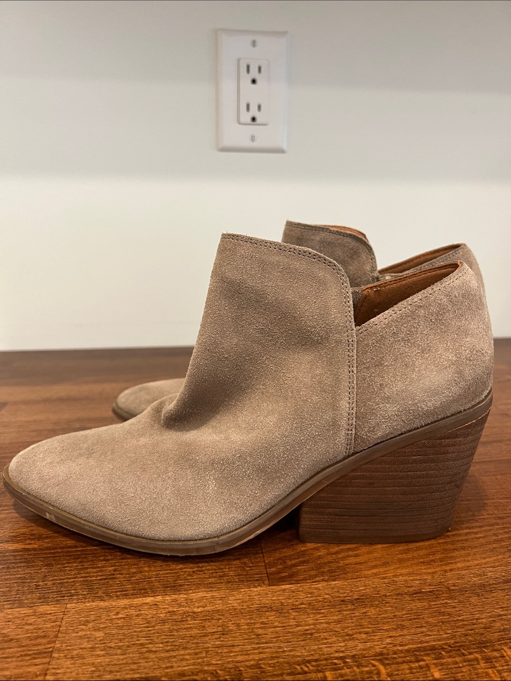 Lucky Brand Taupe Suede Ankle Booties